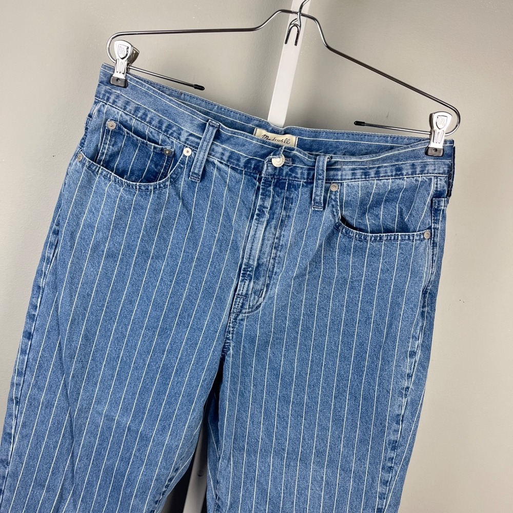 Madewell Perfect Vintage Crop Jeans Womens 31 Blue White Stripe 100% Cotton